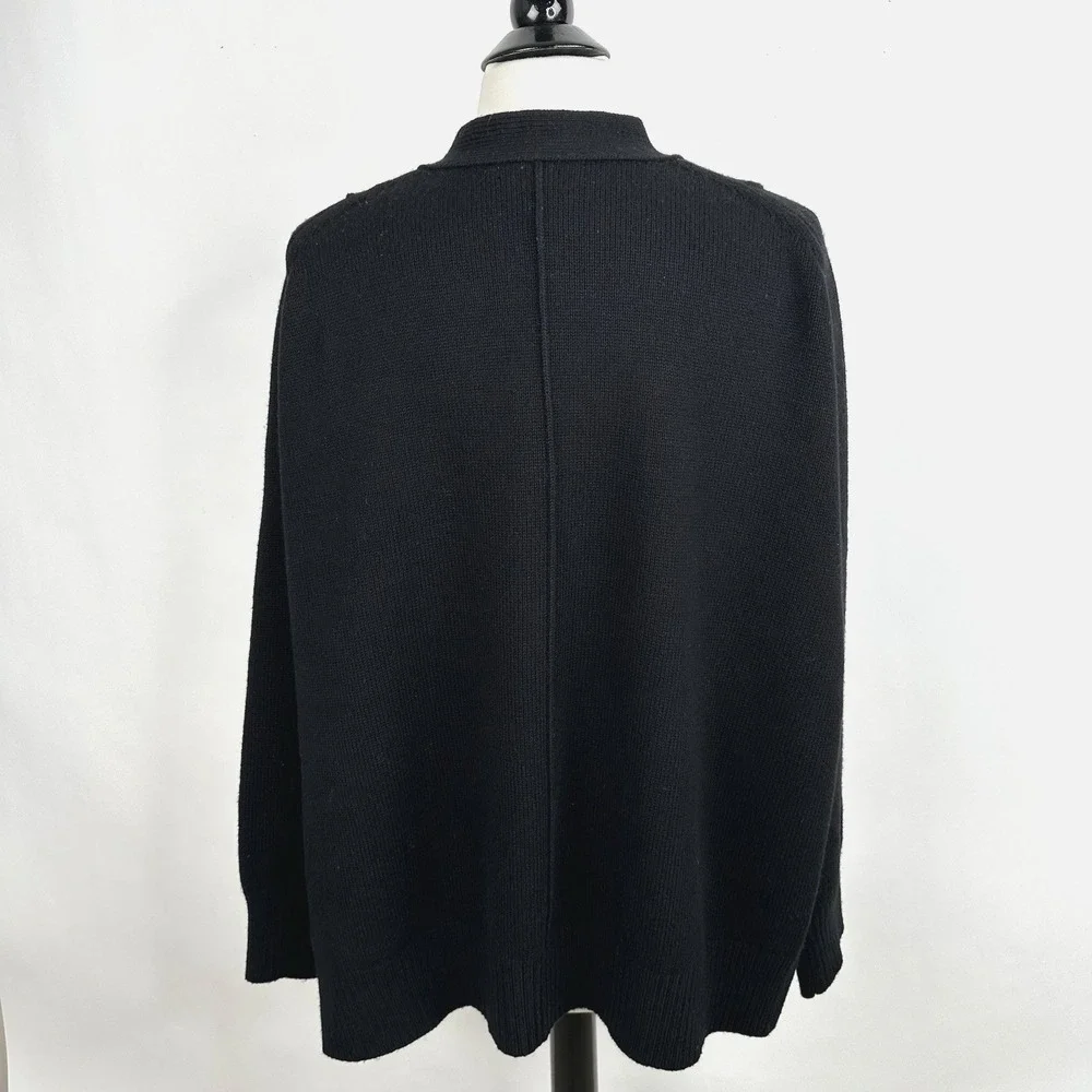 Banana Republic Oversized‎ Merino Wool Cotton High Low Cardigan Sweater XL Black